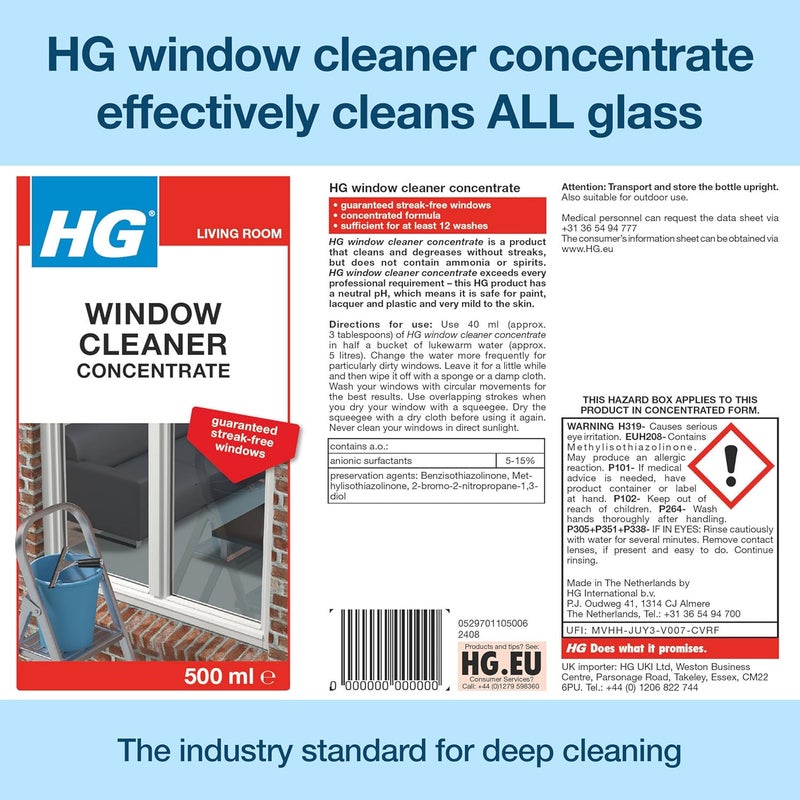 HG Window Cleaner Concentrate, Professional Streak-Free Shine – 500ml - Image 2